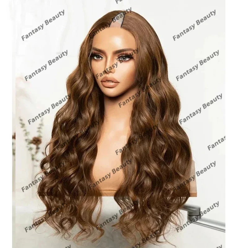 

Caramel Brown 100% Human Hair 1x4 Opening Middle V Part Wigs Easy Wear for Black Women Light Blonde Long Deep Wave U Part Wigs