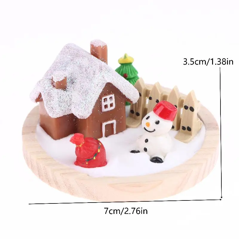 Mini casa de nieve navideña, adorno de escena de muñeco de nieve, árbol de Navidad, decoración de casa de muñecas, microadornos para paisajismo, regalos de navidad