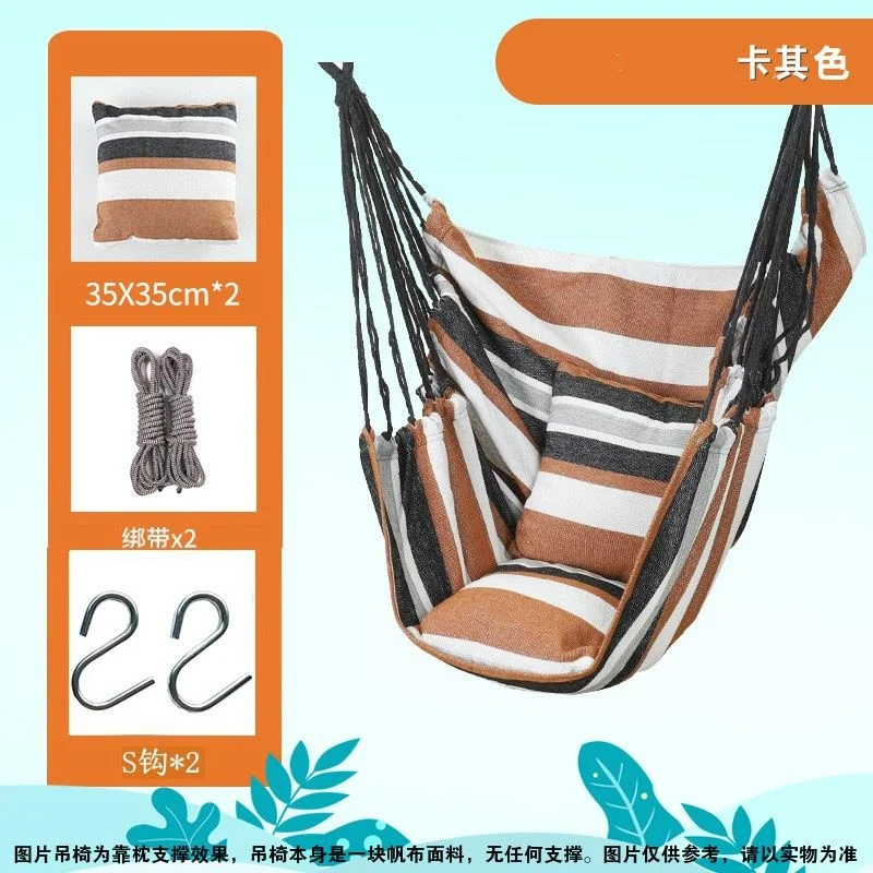 

2 Pillow Child/Adult Hammock Hanging Rope Hammock Chair Swing Seat Hammock Chair Relax Hanging Swing Chair for Indoor