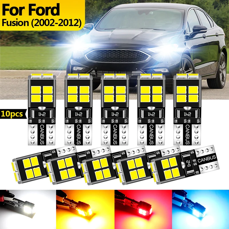 10PCS 12V Canbus For Ford Fusion 2002-2012 High Bright White LED Clearance Lights Parking Bulb Lamps W5W T10 194 Car Accessories