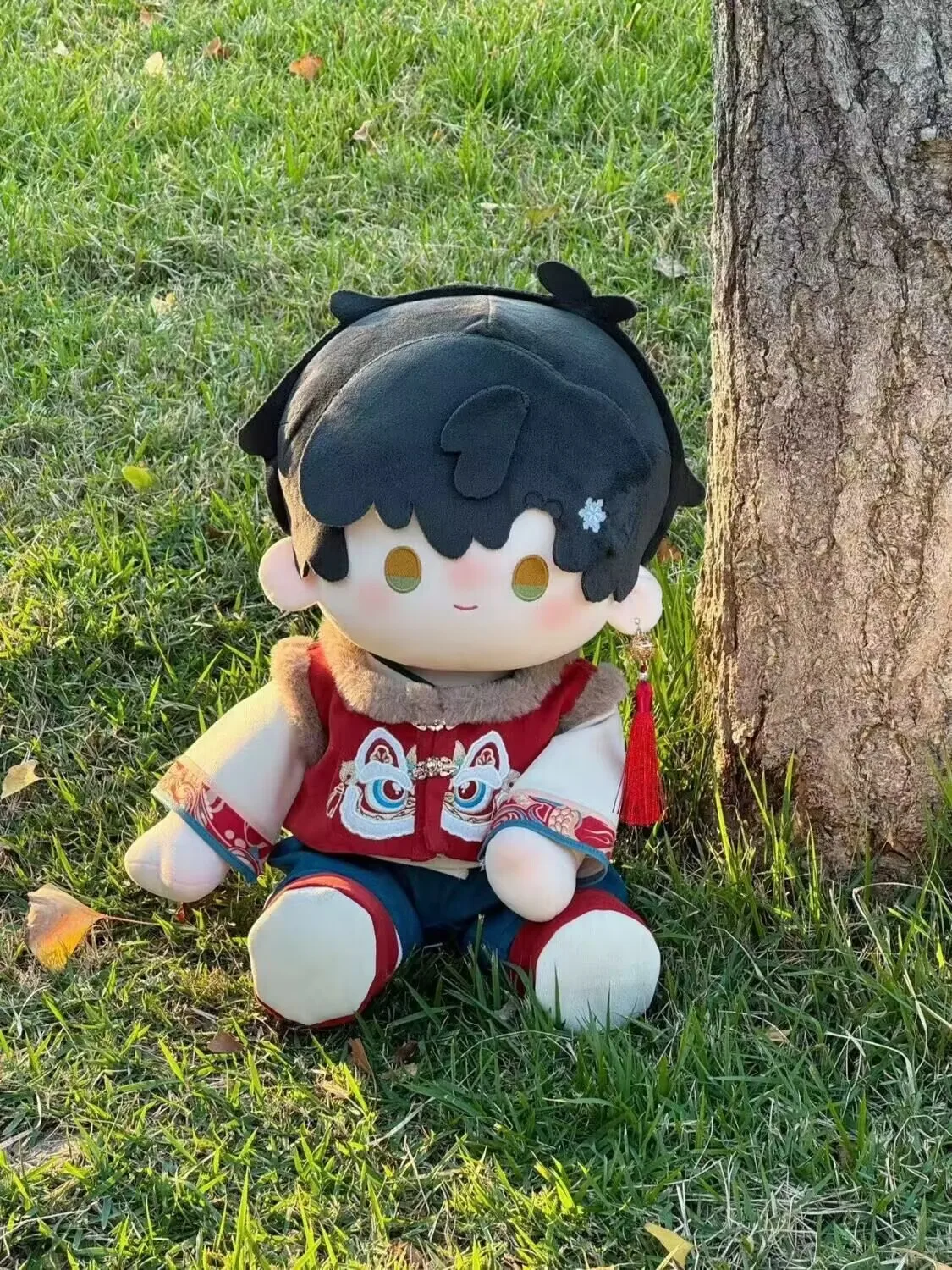 Vestido de saudação de ano novo de boneca de algodão de 40cm, vestido de boneca de estilo antigo chinês, atributo de cosplay, mudança de roupa de outono inverno