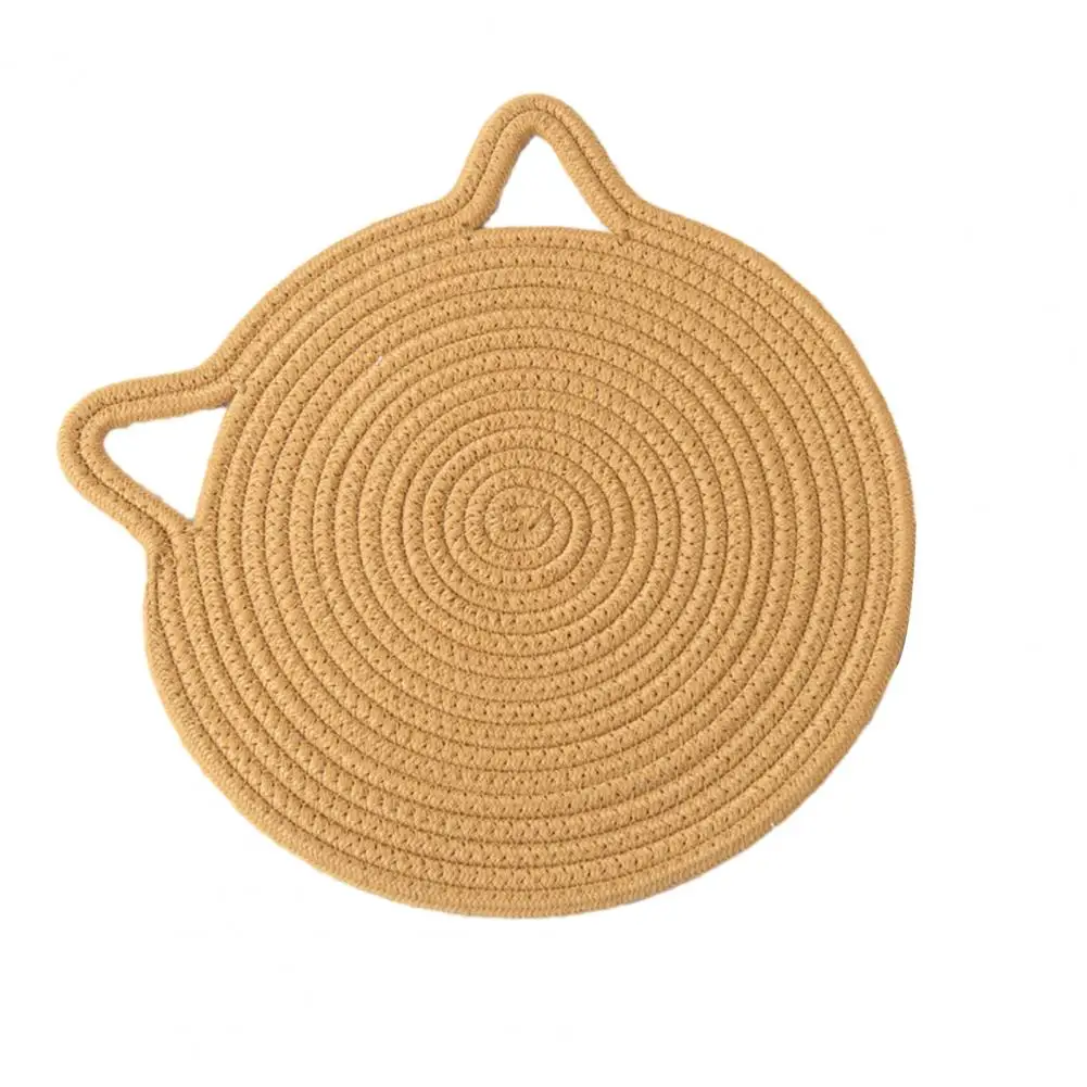 

Cat Ear Cotton Coaster,Handwoven heat-resistant,reusable portable Table Mat,Cute Kitchen Decor for Dining Home Use