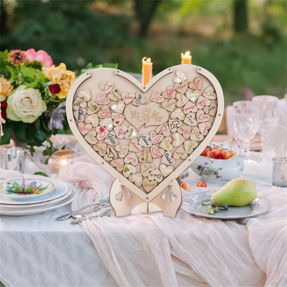 Wedding Guest Book Alternative Wedding Decor Drop Heart Guestbook Wooden Heart shape Guest Drop Box Table Decoration