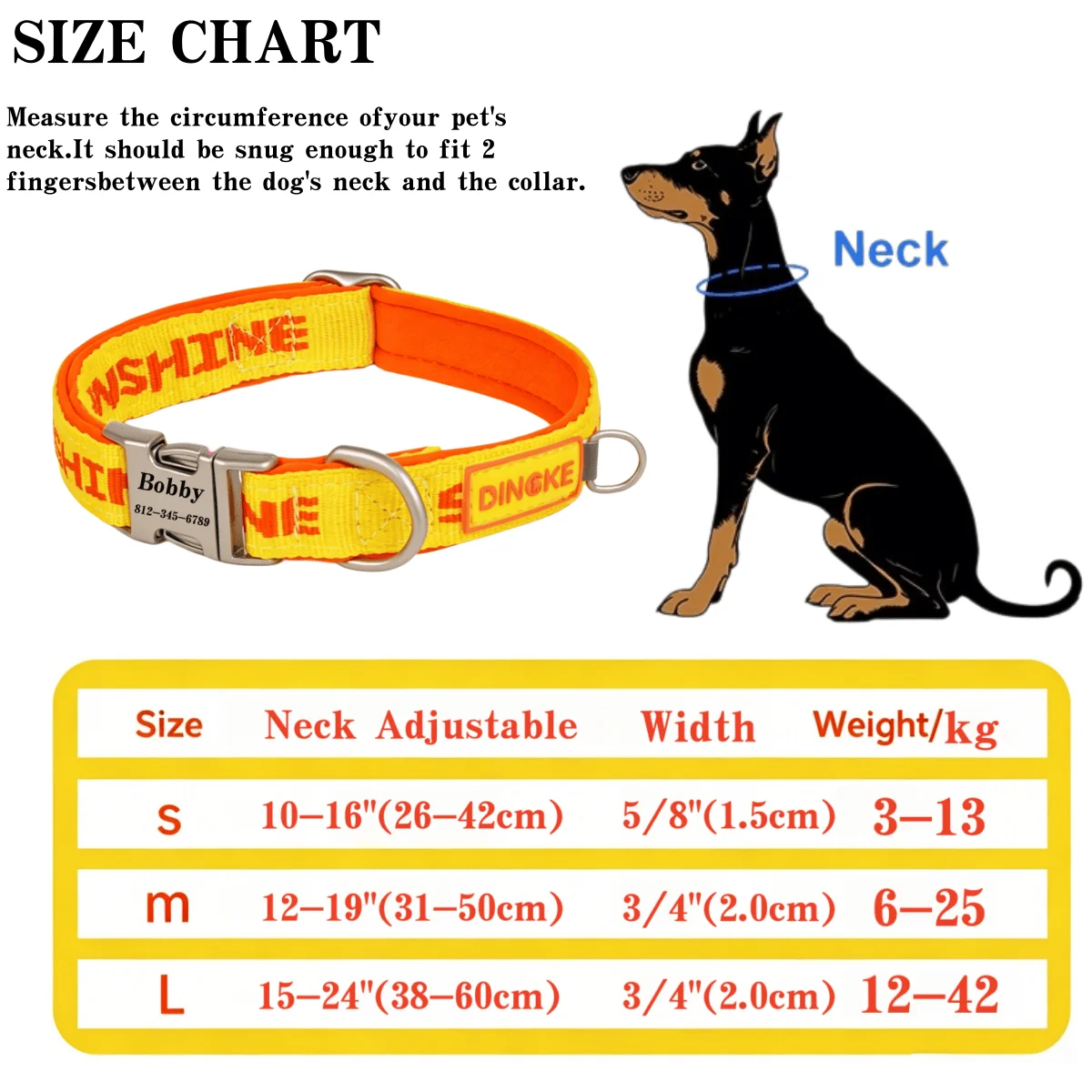 Individuell Graviertes Haustier-Halsband Weich, Bequem, Verstellbar und Personalisiert mit Individuellem ID-Anhänger für Kleine, Mittlere und Große Hunde – Detail 2