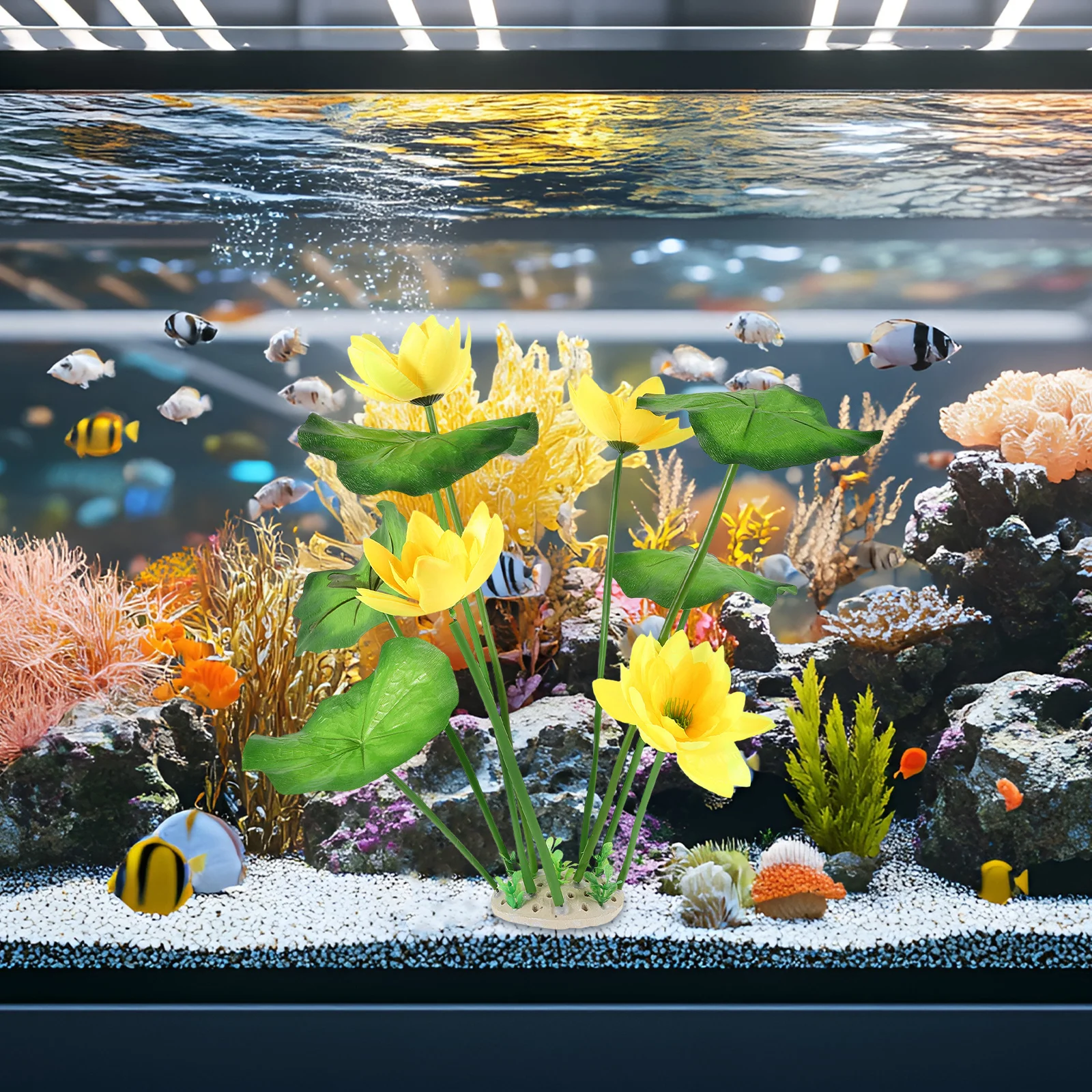 

Fish Tank Artificial Plants Realistic Aquarium Plastic Landscaping Decoration Lifelike Lotus Flowers Accessories