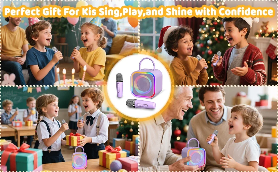 Karaoke Bluetooth Dual-Wireless-Mikrofon Lautsprecher Tragbare Anlage für Zuhause und Zimmer Mobiltelefon PC Computer TV – Detail 5