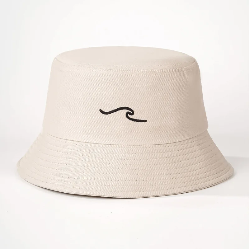 Wave Ripple Stickerei-Eimerhut, einfarbig, gewaschen, Distressed-Fischermütze, Unisex, für Reisen, Outdoor, Sonnenschutz, Sonnenkappen – Detail 6