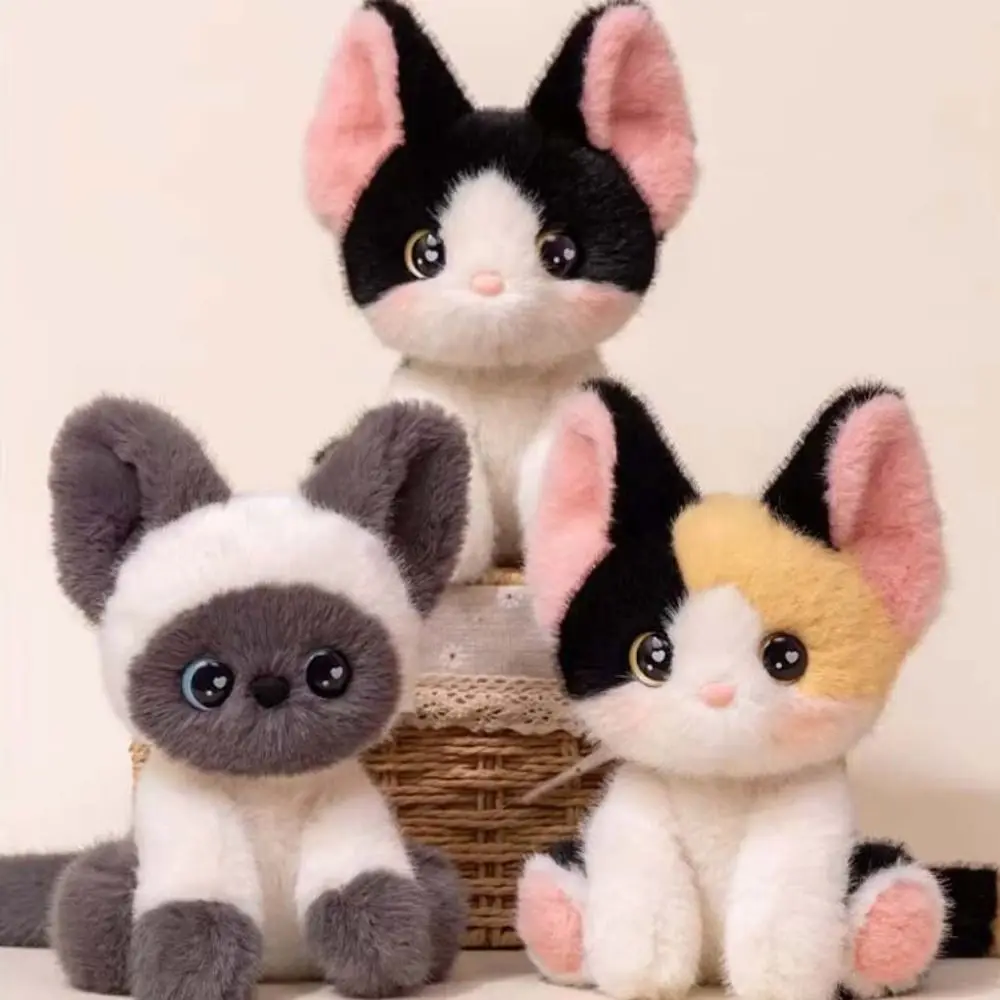

Stuffed Animal Siamese Cat Plush Cute Sitting Kitten Doll Stuffed Devon Rex Cartoon Desktop Ornament Cat Plush Doll Home Decor
