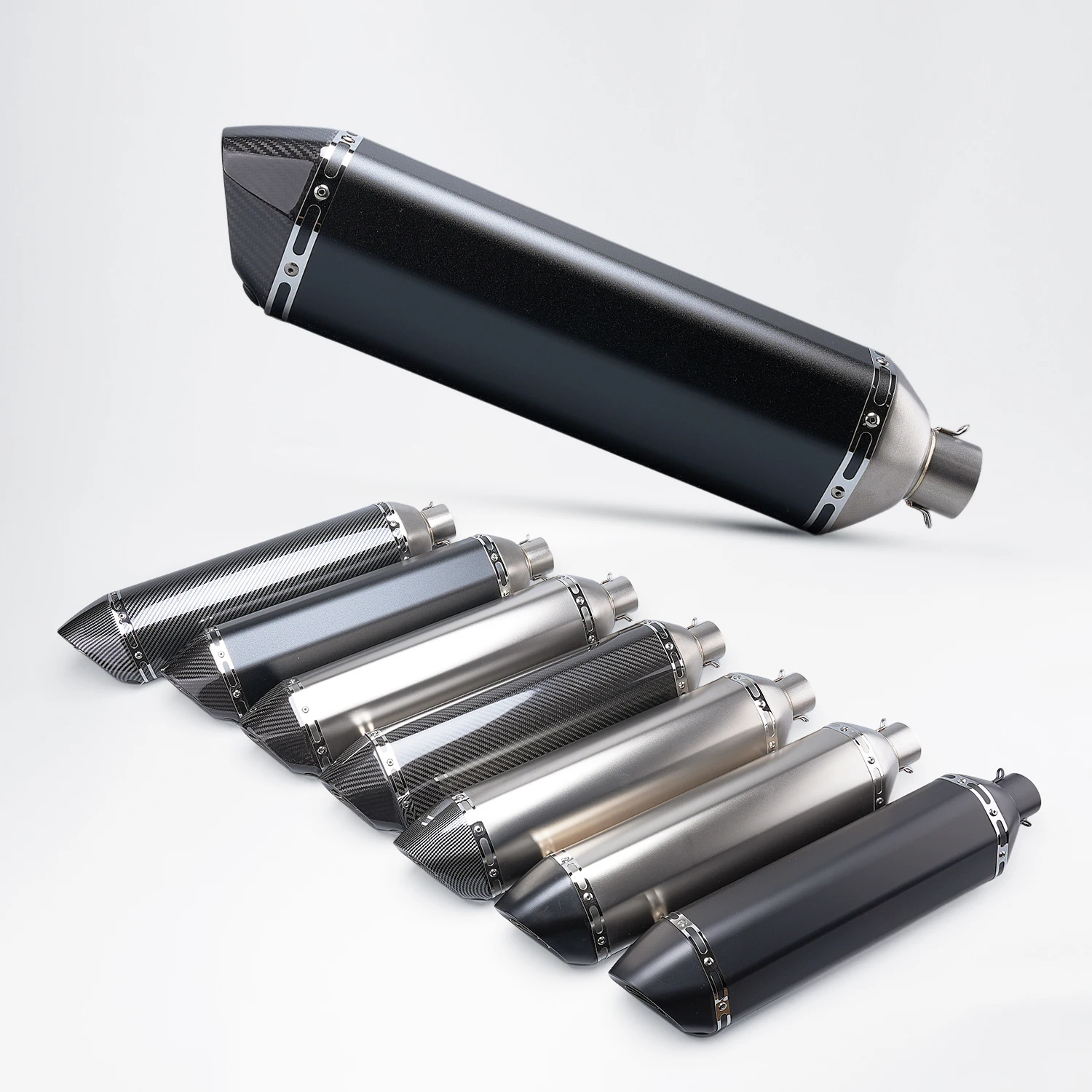 

Universal Carbon Fiber Motorcycle Exhaust System Modified Long Escape Pipe With DB Killer For Ninja400 MT07 RC390 ZX6R R6