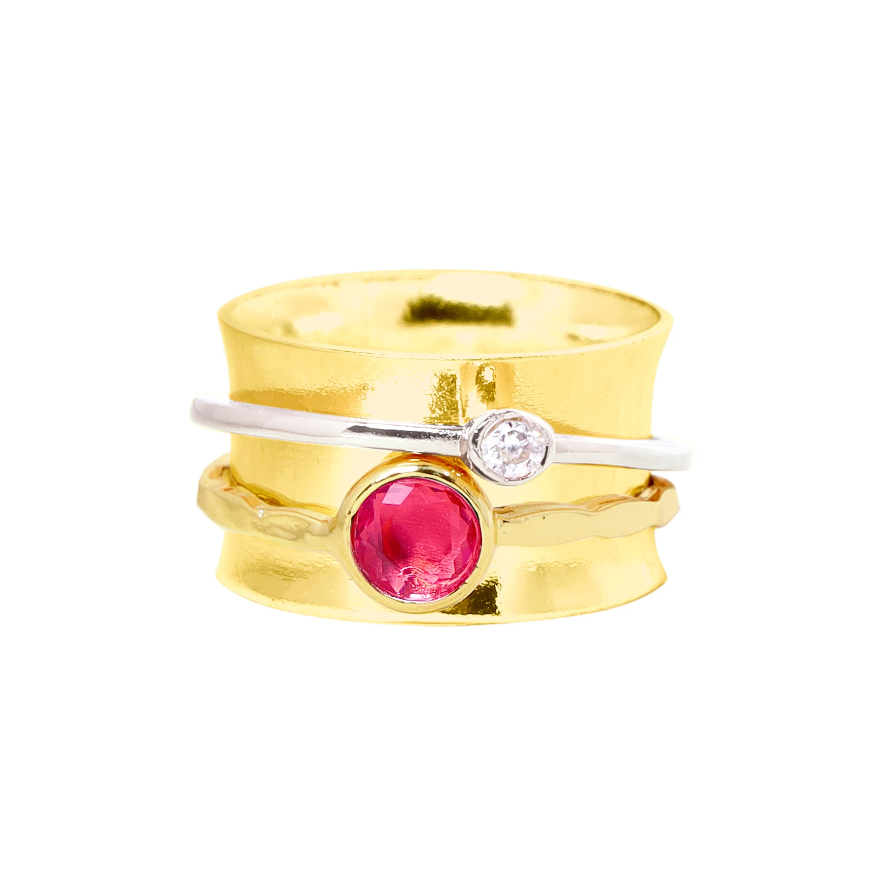 

Handmade Raspberry Crystal Spinner Ring Fashion Spinner Ring for Women