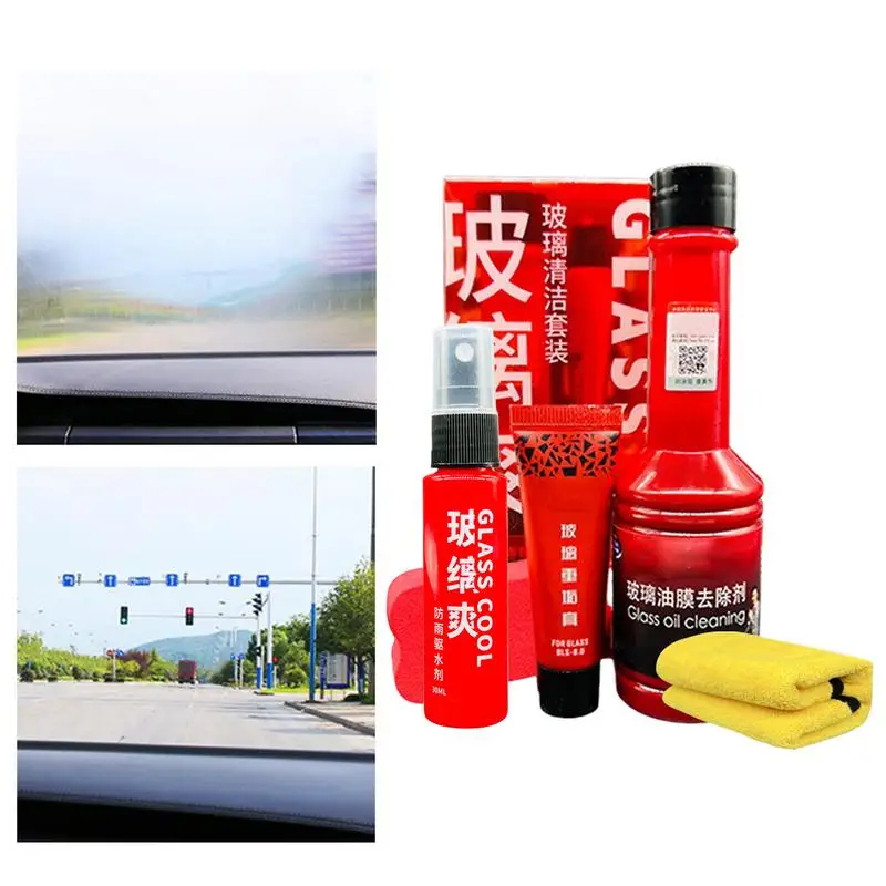 Windshield Oil Film Cleaner Powerful Automotive Oil Film Cleaner Car Window Oil Film Cleaner Fast Acting Glass Oil Film Cleaner