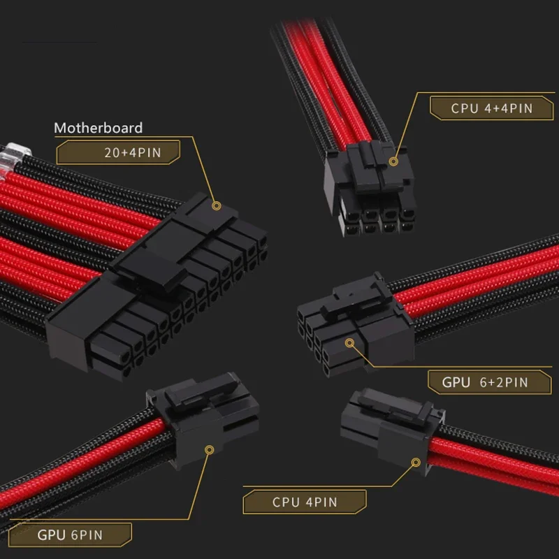 Power extension cable motherboard 24pin GPU 8PIN(6+2) 6PIN CPU 8PIN(4+4) 4PIN 18AWG Transfer Cable/Length 30cm