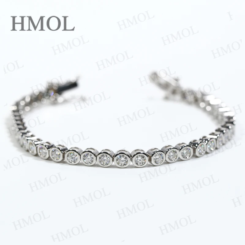 

Tennis Bracelets Moissanite Round Bubble Diamond for Woman Men 925 Silver Plated Hip Hop Chain Bracelet Suitable as a Gift