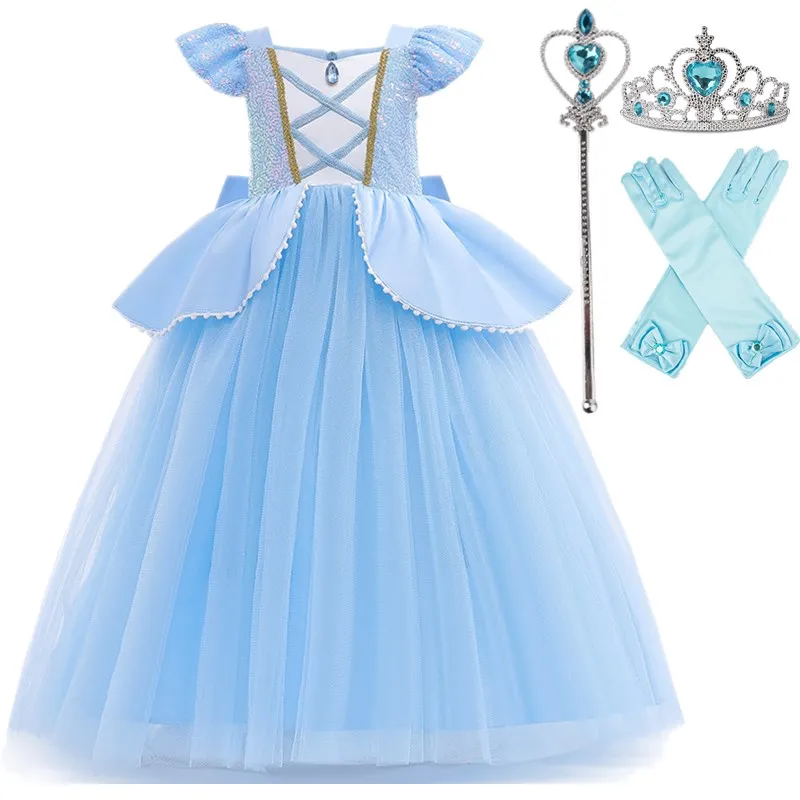 Fantasia Tangled Girls Princess Dress Halloween Cartoon Cosplay Elsa Bella Costume for Children Disguise Carnival Party Dress Up