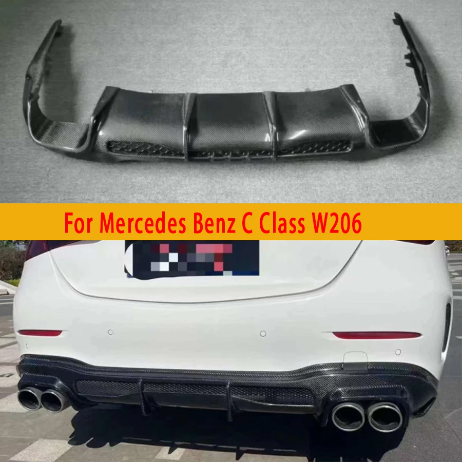 

For Mercedes Benz C Class W206 C43 C60 C200 C260 Carbon Fiber Back lip Car Rear Bumper Diffuser Rear Splitters Spoiler body kit