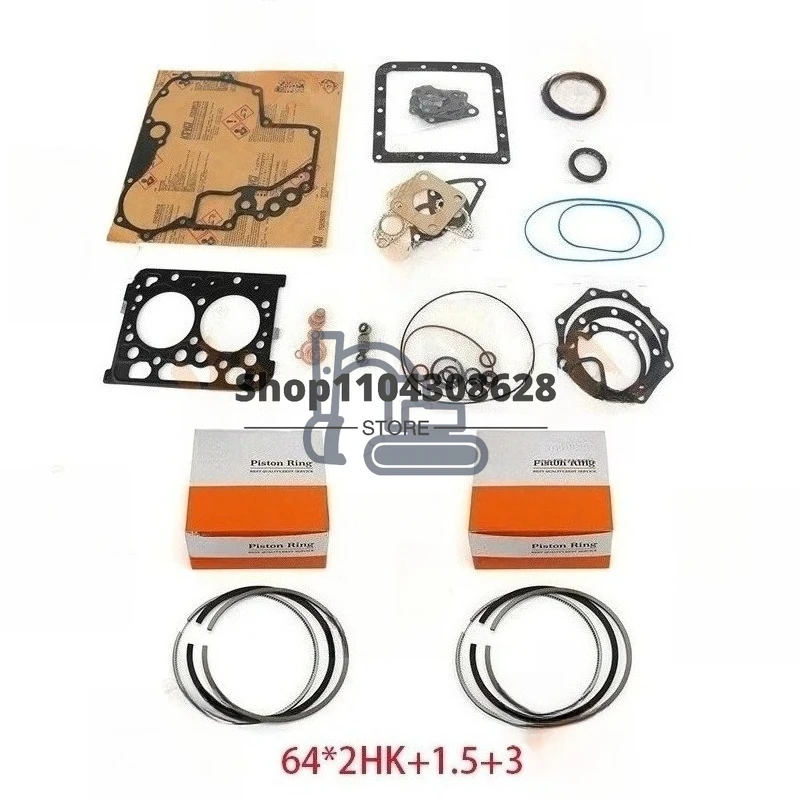 

Overhaul Rebuild Kit For Kubota Z402 Piston Ring + Full Head Gasket Set Kit 64*2HK+1.5+3 Engine