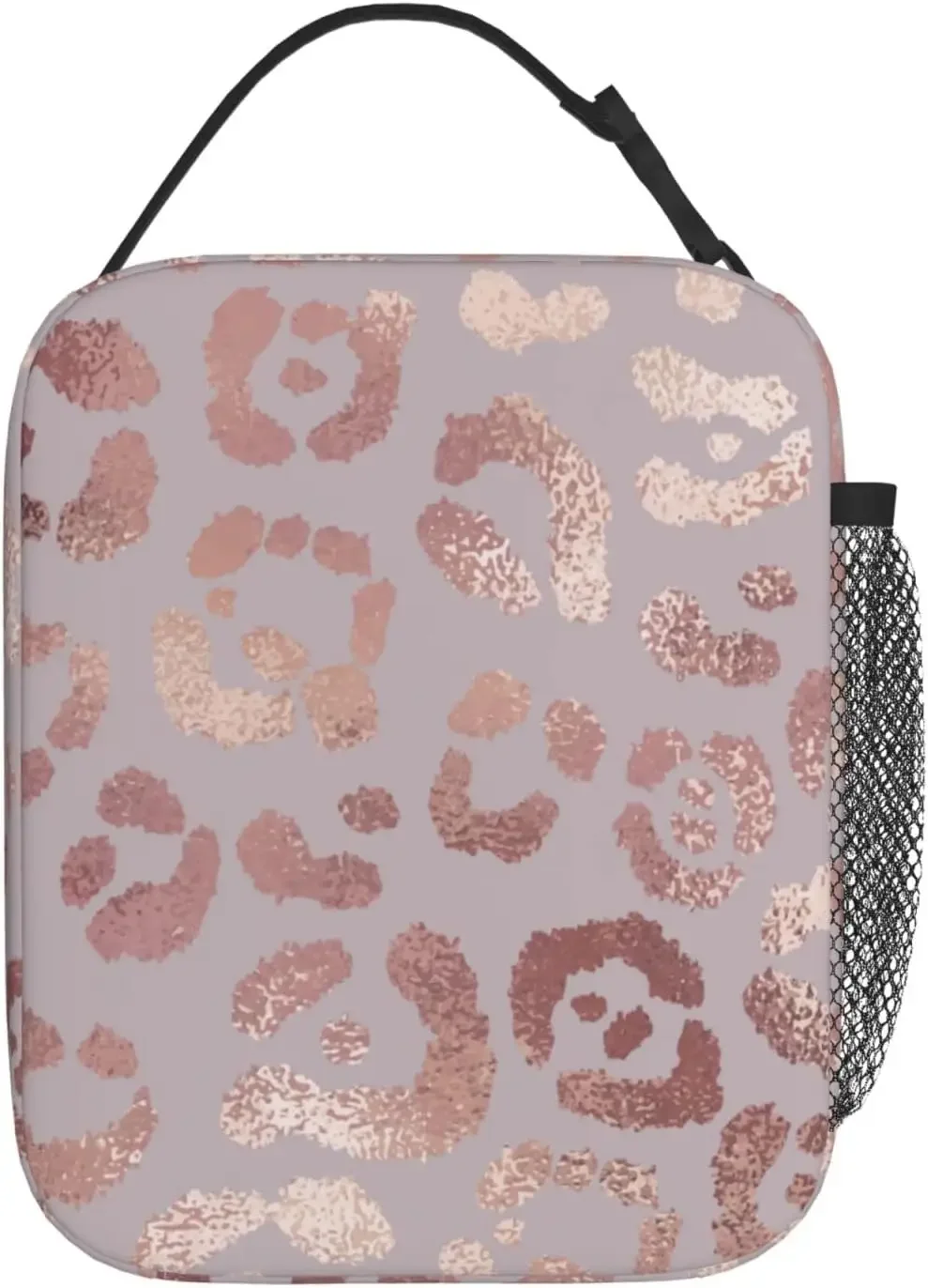 Rose Gold Leopard Lunch Box Reusable Insulated Lunch Bag Thermal Cooler Tote for Boys Girls Women School Picnic Travel Hiking