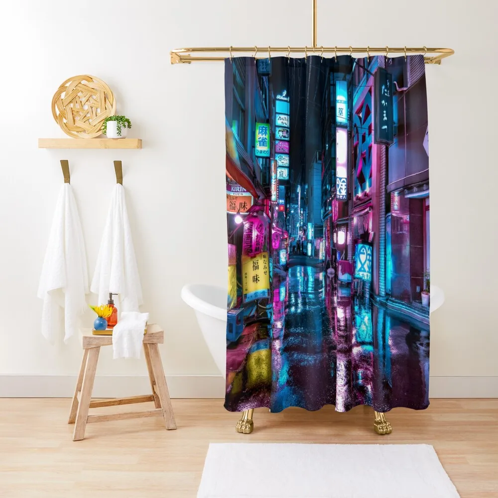 

Tokyo at Night - Shimbashi Shower Curtain Bathroom For Shower Window Transparent Bathroom Shower Set Curtain