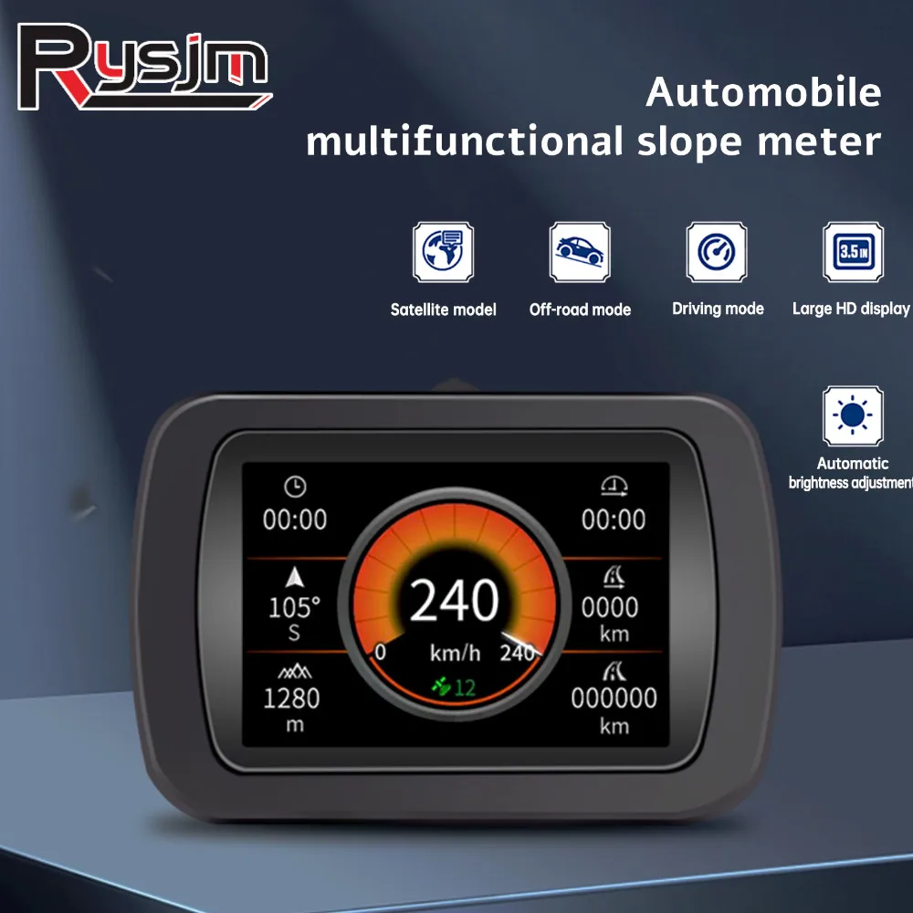 GPS System Head Up Display A65 Car HUD Display Car Digital Speedometer Incline Meter Slope Tilt Meter 4x4 Inclinometer Alarm