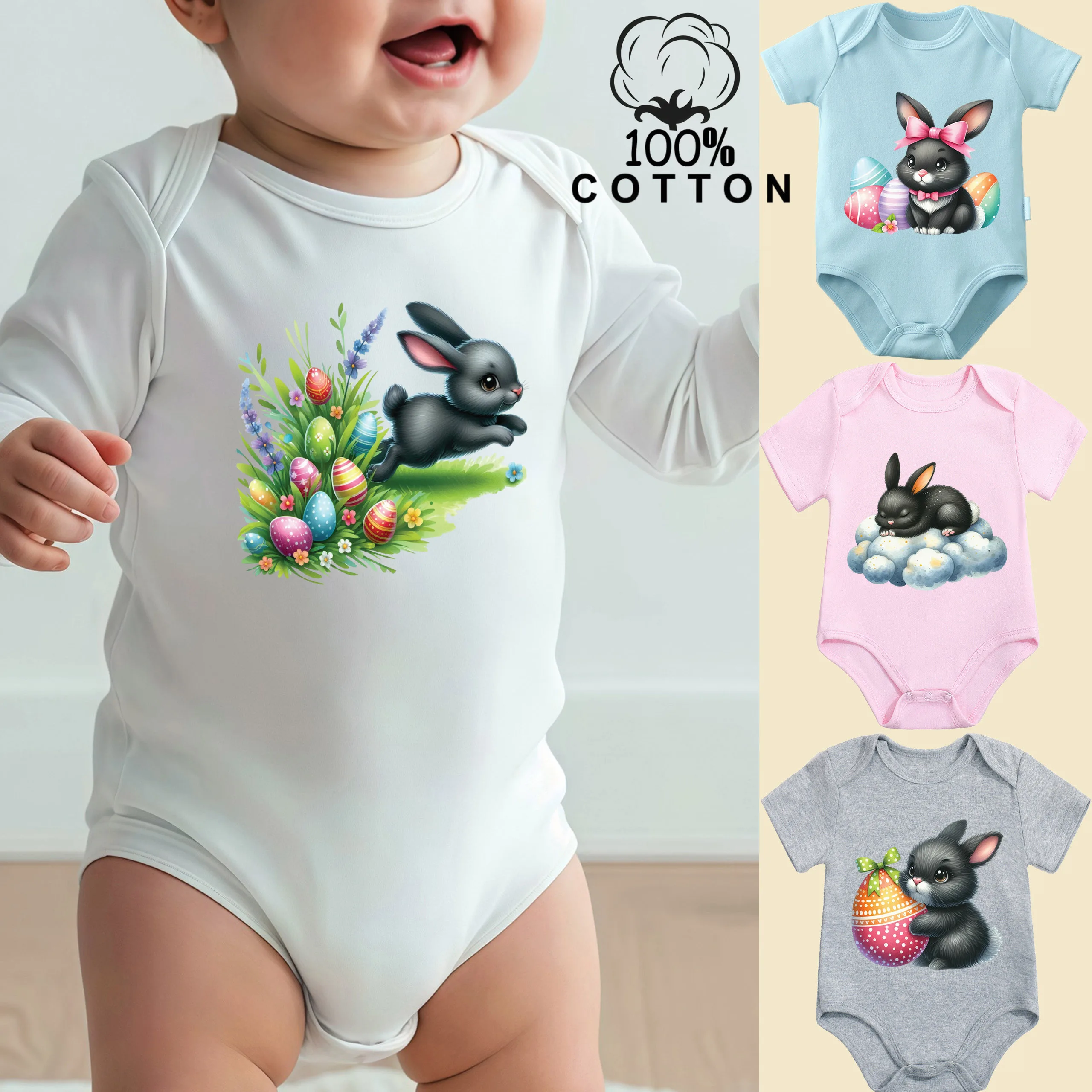 

Комбинезон из 100% хлопка с принтом на тему Пасхи/Милый детский комбинезон с принтом, удобная одежда для малышей, комбинезон для новорожденных от 0 до 12 месяцев