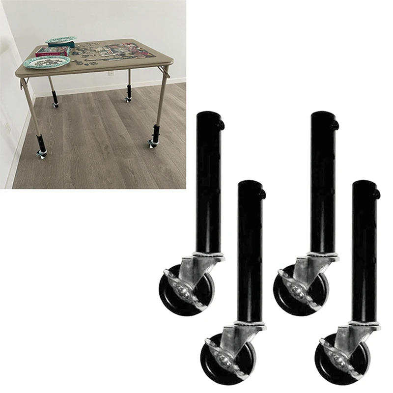 

Table Leg Extension For Folding Table Castors - Pack Of 4 Risers With Wheels For Straight And Curved Legs