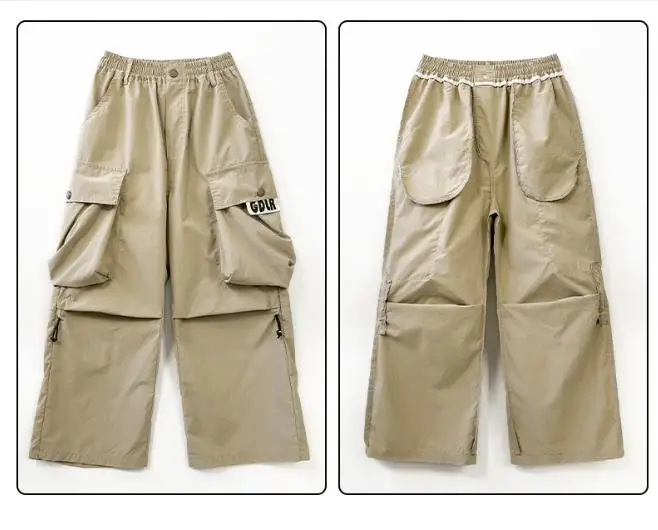 New American High Street Work Pants Teenager Boys Autumn Trendy Outdoor Functional Wide Leg Loose Straight Casual Long Trousers