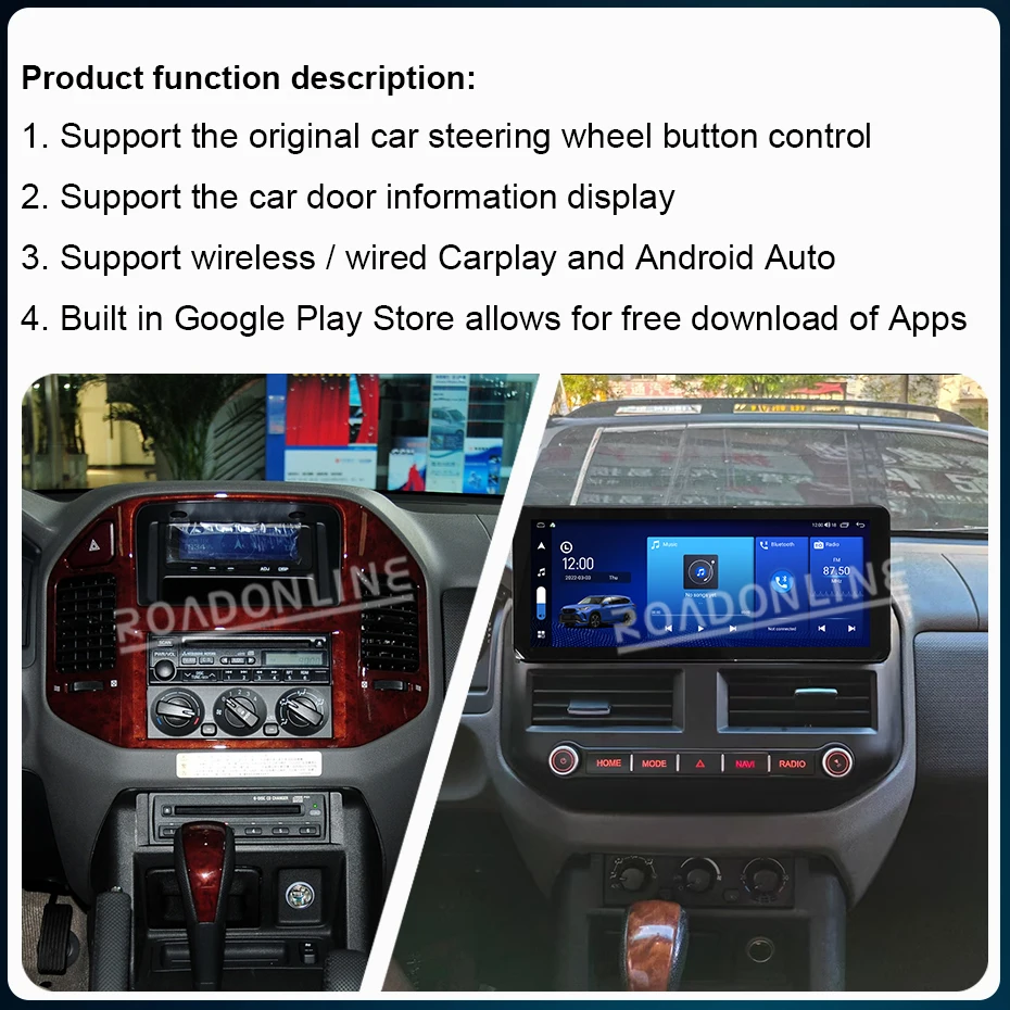 

12,3-дюймовый мультимедийный проигрыватель для Mitsubishi Pajero V73 2004-2011, 8-ядерный, 8+256 ГБ, GPS-навигатор, автомагнитола, CarPlay