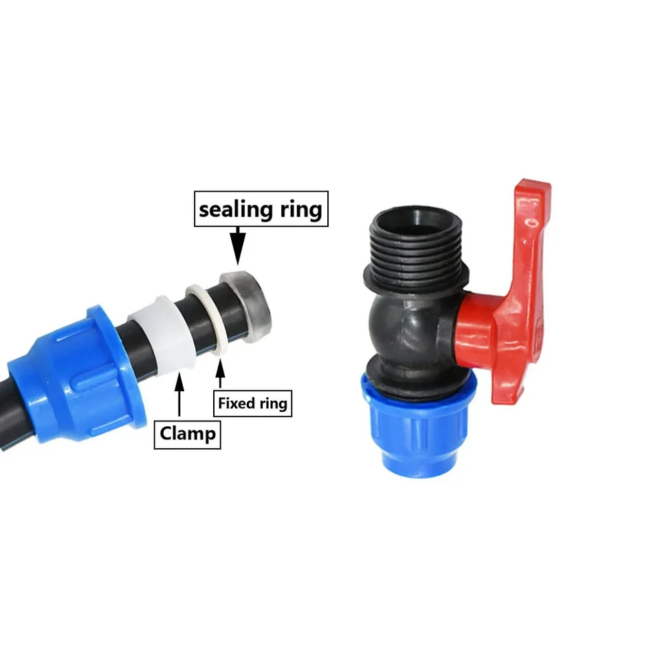 PE PP plastic pipe fitting set for garden irrigation systems – quick-connect tee elbow cross coupler plug in diameters 20mm 25mm