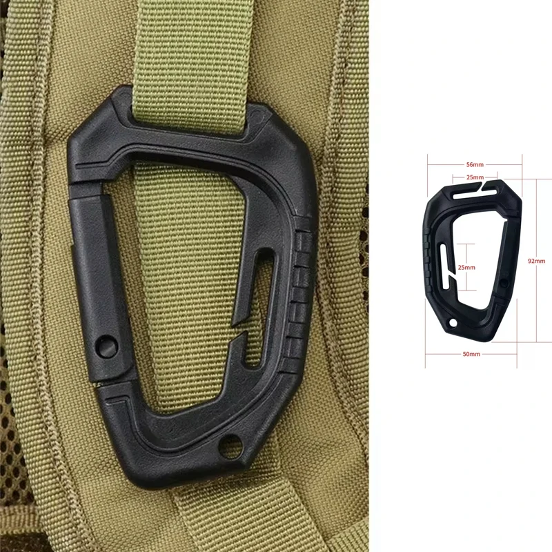 Black Big D-type Plastic Steel Molle Quick Hook Hanging Buckle Clip Outdoor Camping Backpack Bag EDC Hiking Accessories
