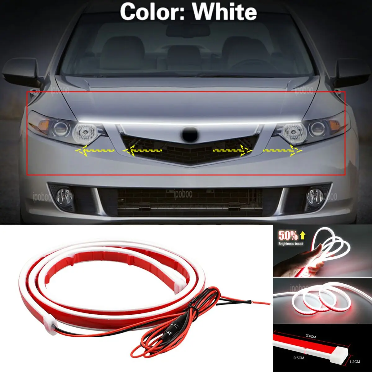 86 "LED هود شرائط مصباح ل أكورا TSX 2009 ~ 2014 مرنة الديناميكي المسح بدء تشغيل هودبيم عدة غطاء المحرك الديكور الخفيفة