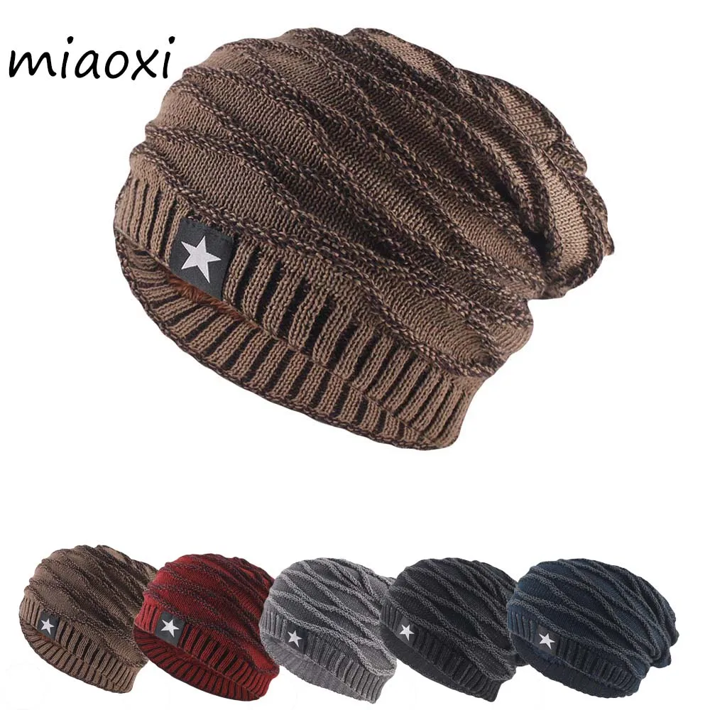 Fashion New Adult Men Women Star Winter Warm Skullies Beanies Casual Outdoor Sport Unisex Bonnet Soft Striped Thick Hat Hot Sale