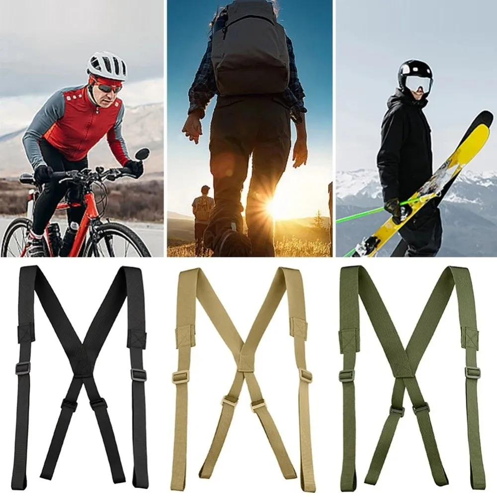 Durable Nylon Duty Belt Solid Color Y-Shape Tool Belt Suspender Adjustable Multifunction Harness