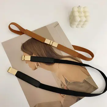 Nuova cintura elastica per abito camicia decorativa da donna soprabito giacca a vento doppio bottone in metallo PU moda semplice sigillo in vita