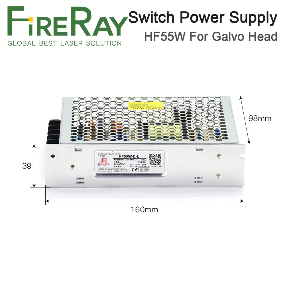 FireRay HF55W-D-L Switch Power Supply ±15V 2A DAUL Output for Laser Galvo Head Set Laser Marking Machine