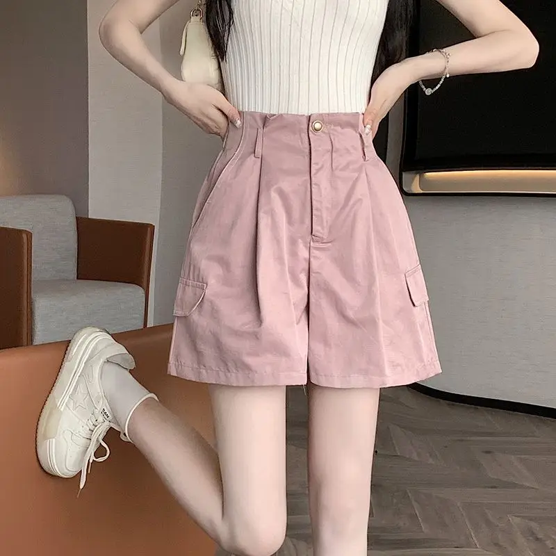 

High-waisted Work Shorts for Women New Loose Wide-leg Pants