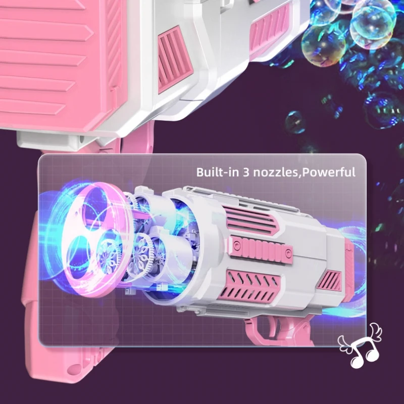 N Hole Electric Automatic Space Bubble Gun Toy for Children Outdoor Party Game Bubble Machine Gun with Sound Light Kids Gifts
