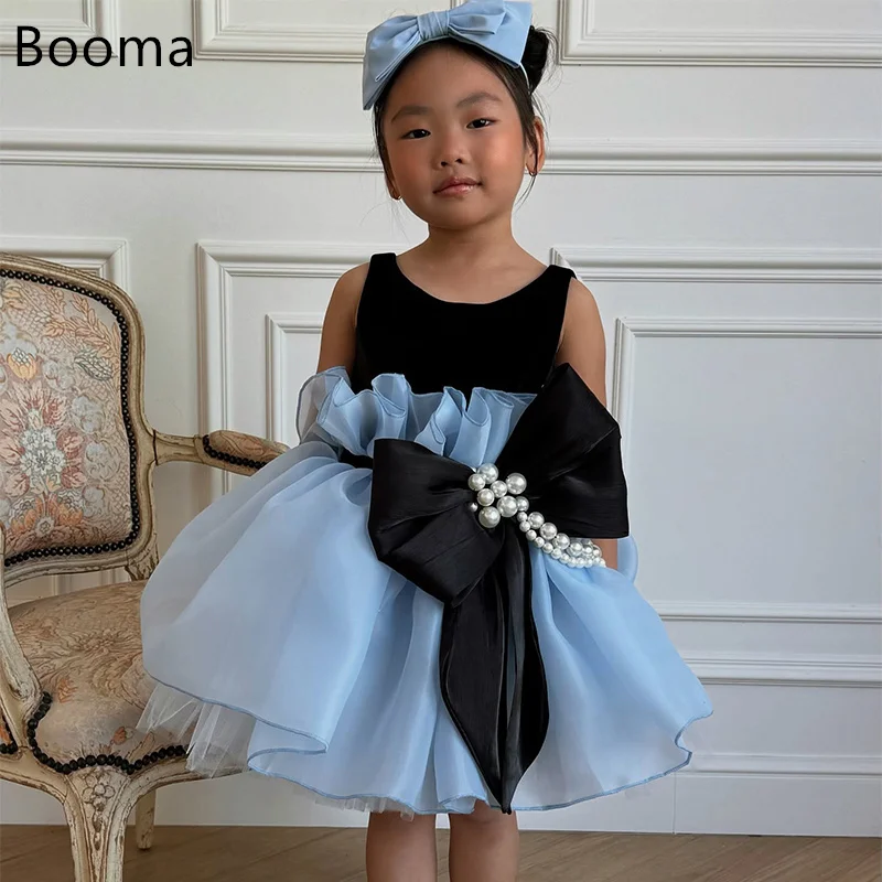 Booma Flowers A-Line Girl Dresses Wedding Party Dress for Kids Sleeveless Bow Girls Prom Gowns Customized 2025