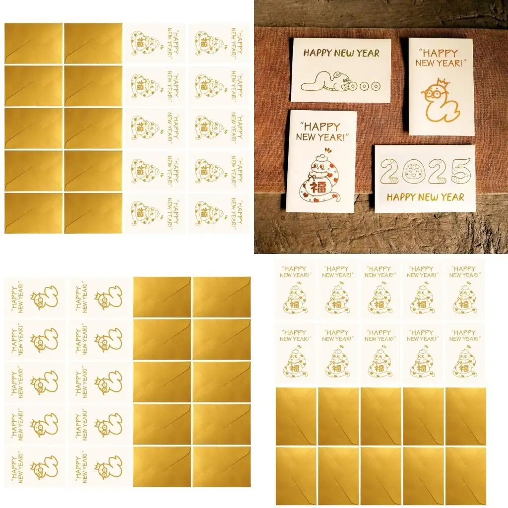 

E8BD 2025 Year of The Snake Holiday Card with Envelope for Men Women Kid Adult