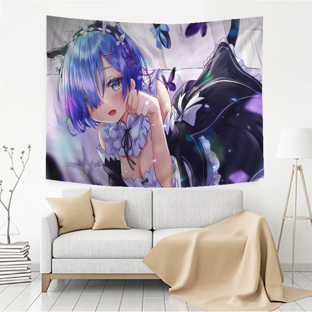 إعادة بدء الحياة صفر في عالم آخر نسيج أنيمي ، إميليا ريم ، التارو المعلق ، سجاد جدار الهيبي ، تعليق الجدار النوم