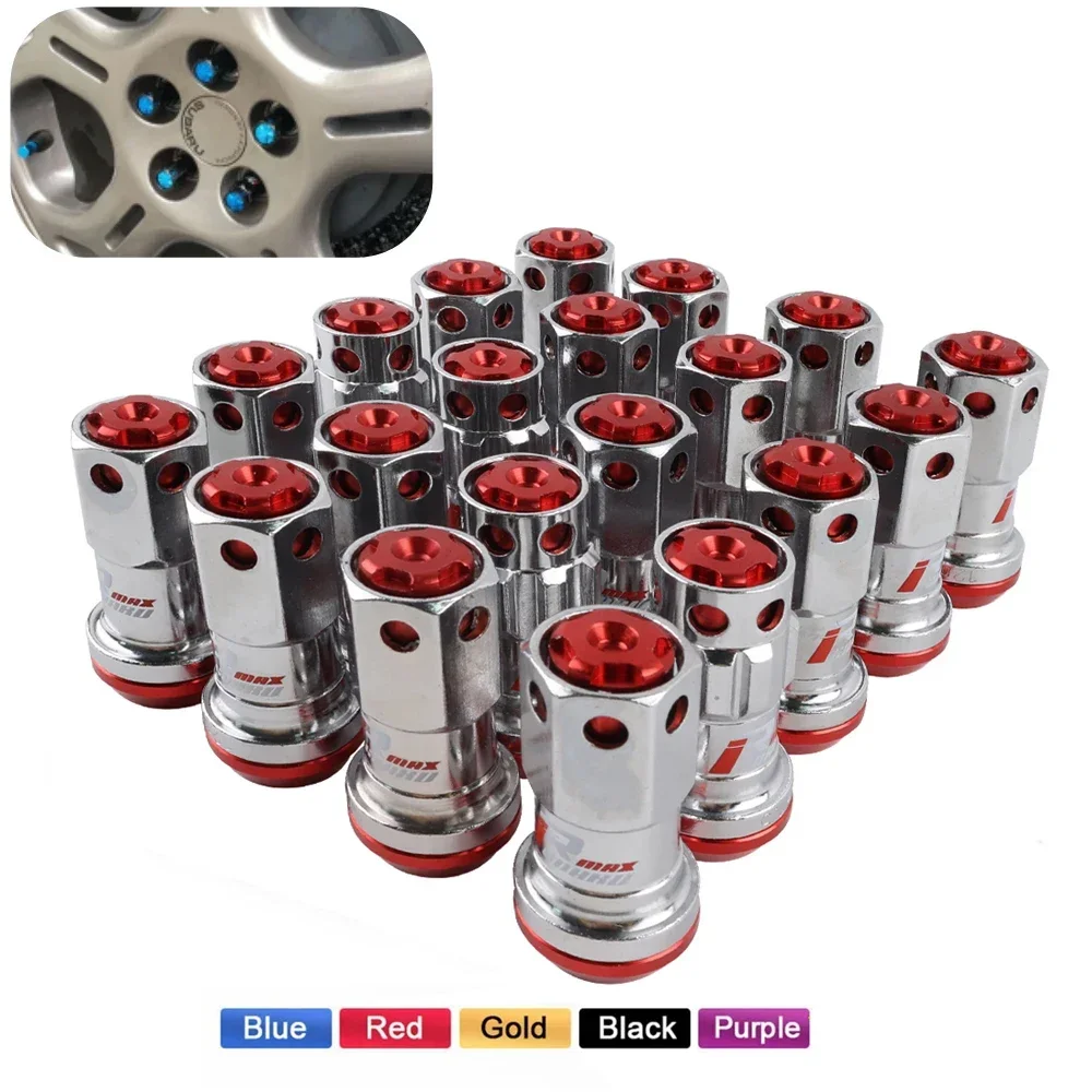 M12x1.5 Racing Wheel Nuts R40 Style 44mm Steel Lug Nuts 20pcs Lock Racing Lug Nuts + 2 Set Security Key  Jdm Accessories