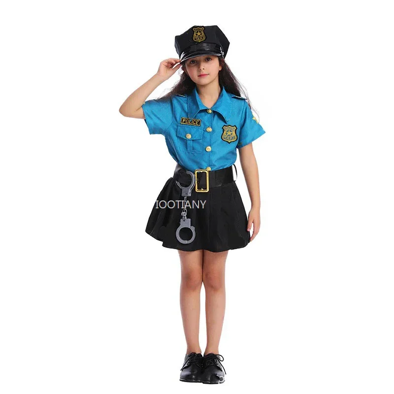 Costume de Cosplay de Police pour Enfant Garçon et Fille, Ensembles de Carnaval, Performance, Crossdressing, Bal, 2024