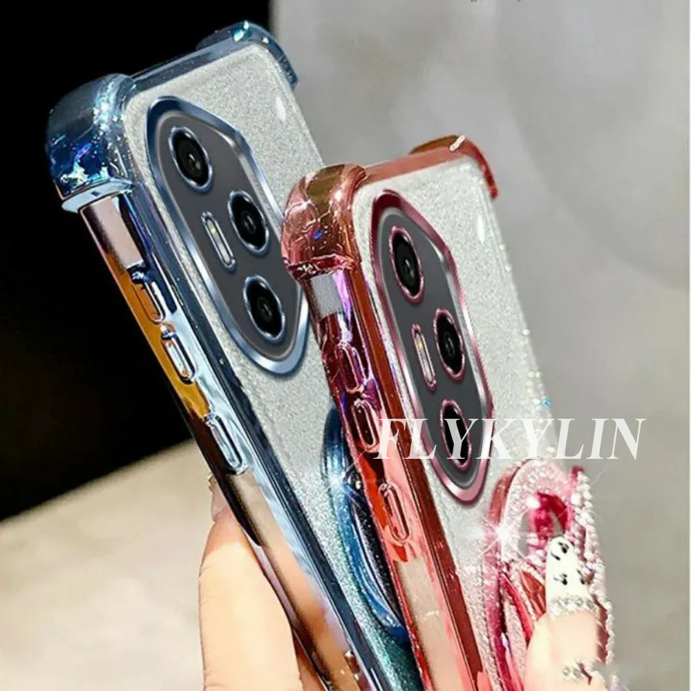 حافظة هاتف لهاتف Honor 400 Pro Smart 200 Lite 300 100 90 80 70 60 50 حامل مرآة على شكل فراشة مع حماية حبل اليد غلاف ناعم #6