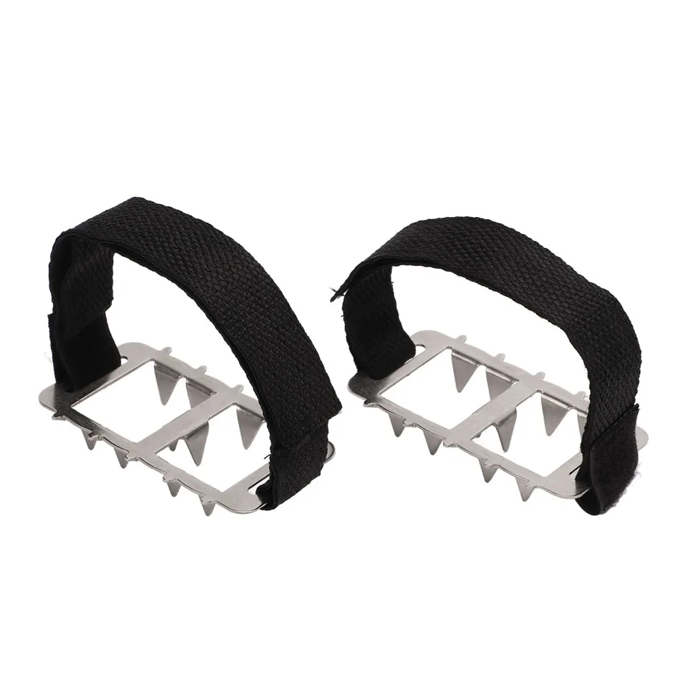 1 pair Portable Stainless Ice Crampons 10-Tooth Adjustable Fit Anti-Slip Cleats Ergonomic Shoe Ice Grippers Climbing