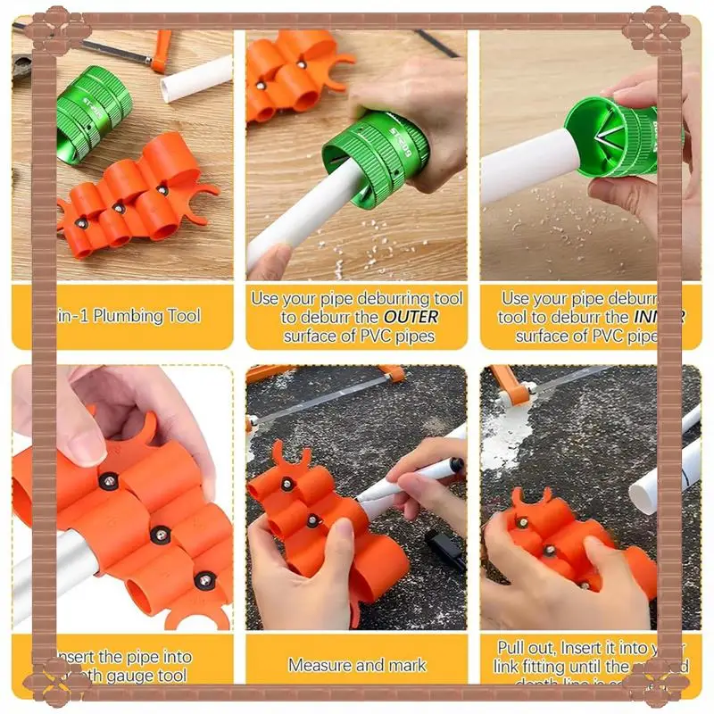 

24-часовая доставка, развертка для металлических труб от 1/4 до 1-5/8 дюйма для медных/ПВХ труб, глубиномер от 1/4 до 1 дюйма, инструмент для удаления заусенцев, сантехнические инструменты