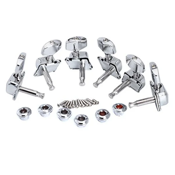 

6Pcs 3l3r Semiclosed Guitar Tuning Pegs Silver Steel Chrome Professional Heavy Duty Internal Gear Easy Installation Accessory