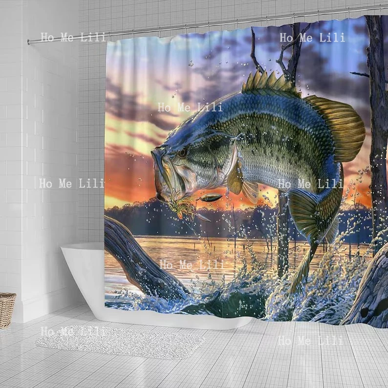 Bass Master Angler Shower Curtain Bathroom Decor