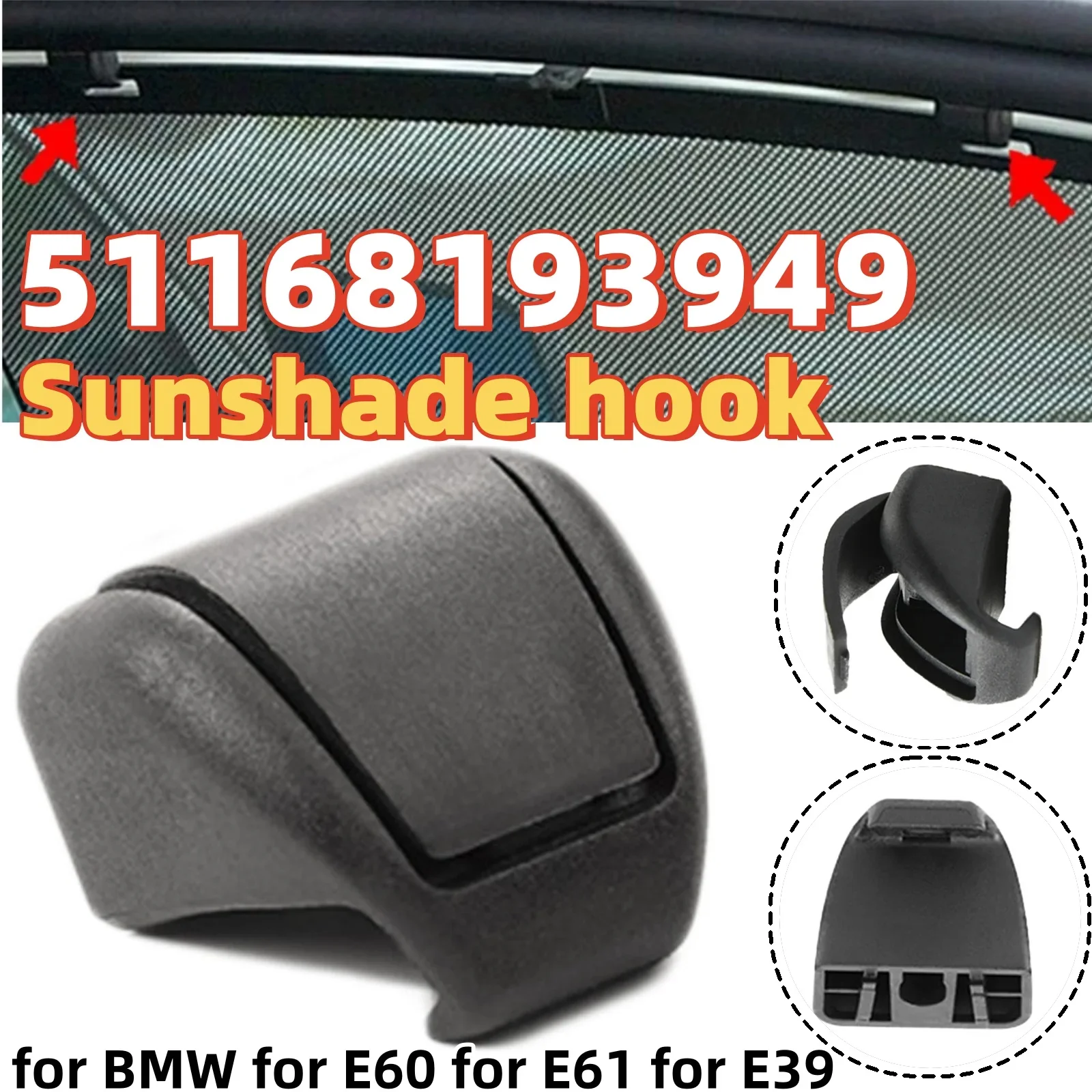 Rear Door Curtain Holder Interior Sunshade Hook Window Sunshade Clip 51168193949 For BMW For 5 Series For E60 For E61 For E39