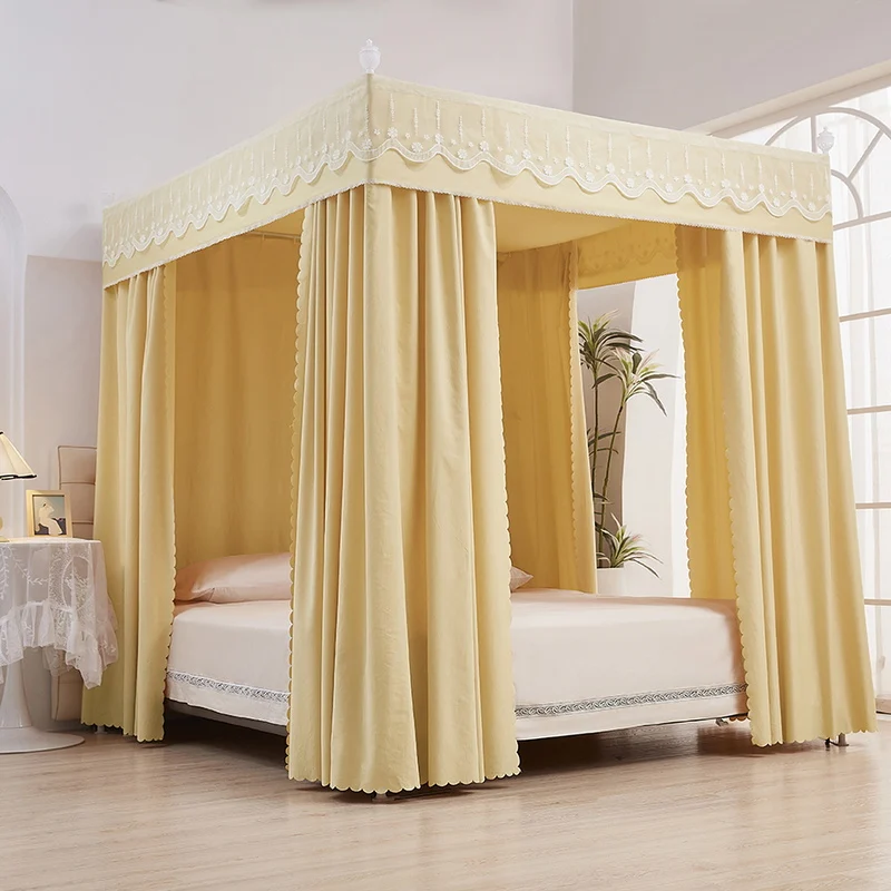 

Princess Style Floor-Length Three-Door Bed Curtain Blocking Light Windproof Warmth Retention Bedroom Mosquito Net