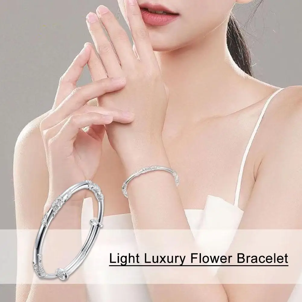 Luxury Shiny Full-blown Flowers Bracelet For Women Original Texture Adjustable Solid Bracelets Light Luxury Party Jewelry I6K5