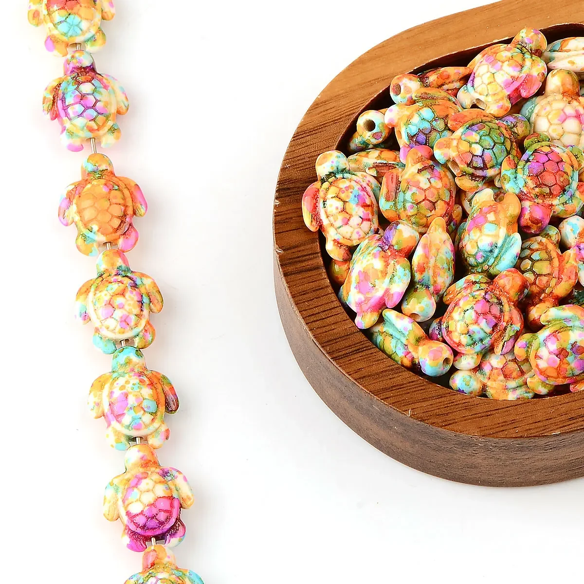 حبات الفيروز لصنع المجوهرات ، مزيج ألوان عشوائي ، حجر طبيعي ، شكل سلحفاة بحرية ، سوار مطرز بنفسك ، نتائج ، 20 ~ ، 1.4 × 1.7 سم